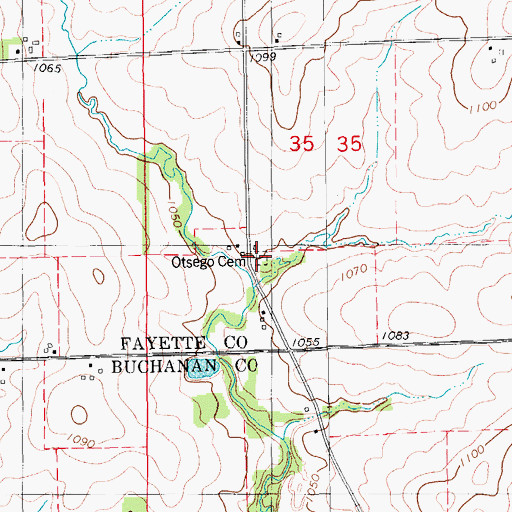 Topographic Map of Otsego Cemetery, IA