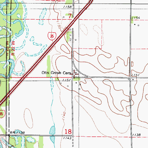 Topographic Map of Otis Grove Cemetery, IA