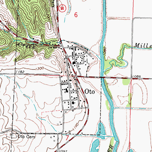 Topographic Map of Oto, IA