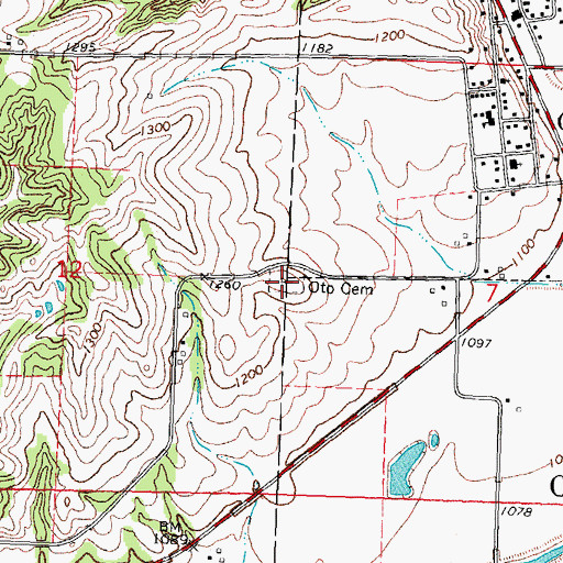 Topographic Map of Oto Cemetery, IA