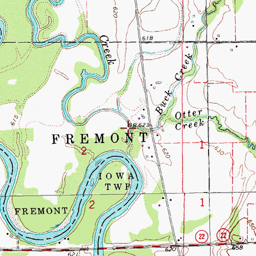 Topographic Map of Otter Creek, IA