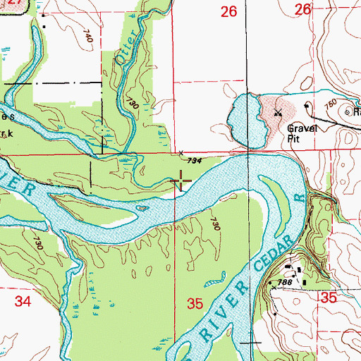 Topographic Map of Otter Creek, IA