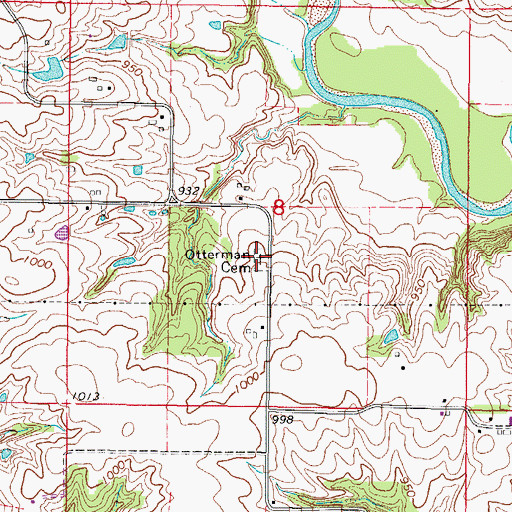 Topographic Map of Otterman Cemetery, IA