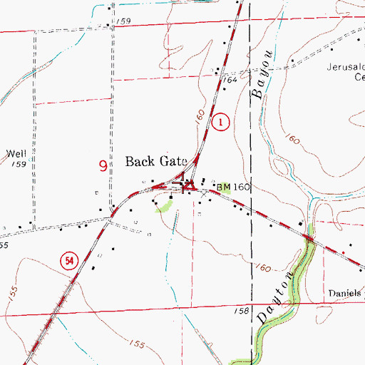Topographic Map of Back Gate, AR