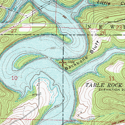 Topographic Map of Backbone Bluff, AR