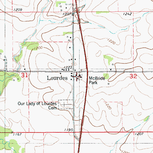 Topographic Map of Our Lady of Lourdes Church, IA