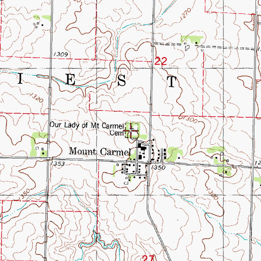 Topographic Map of Our Lady of Mount Carmel Cemetery, IA