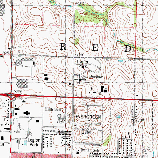 Topographic Map of Our Saviour Church, IA