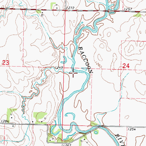Topographic Map of Outlet Creek, IA