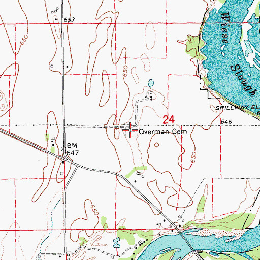 Topographic Map of Overman Cemetery, IA