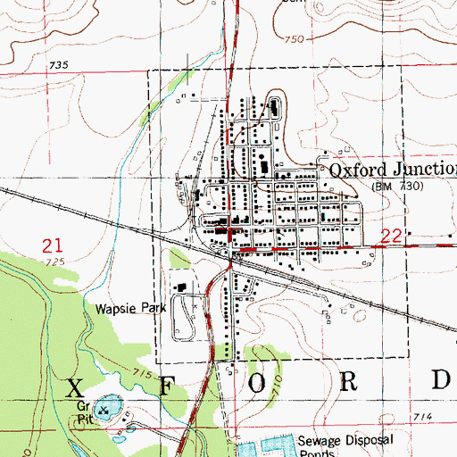 Topographic Map of Oxford Junction, IA