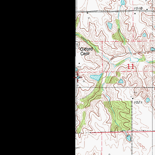 Topographic Map of Oxford School, IA