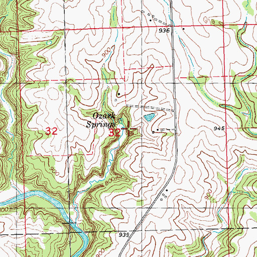 Topographic Map of Ozark Springs, IA