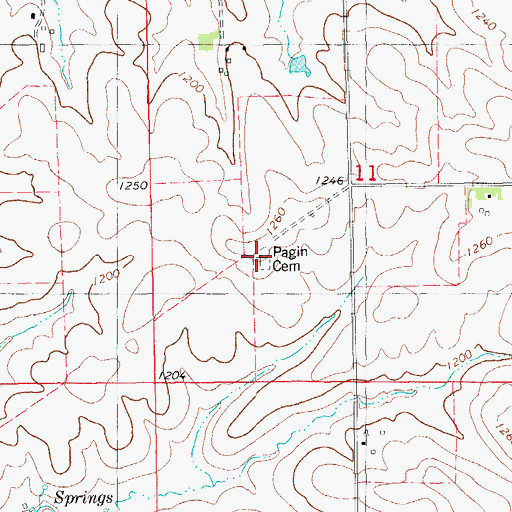 Topographic Map of Pagin Cemetery, IA