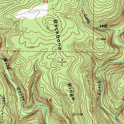 Topographic Map of Backbone Ridge, AR