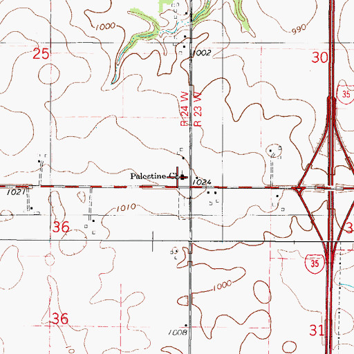 Topographic Map of Palestine Church, IA