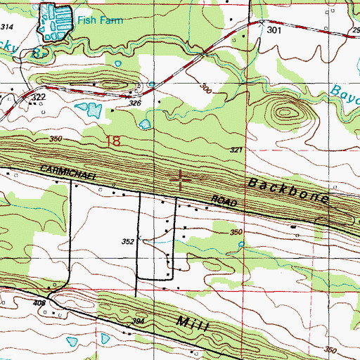 Topographic Map of Backbone Ridge, AR