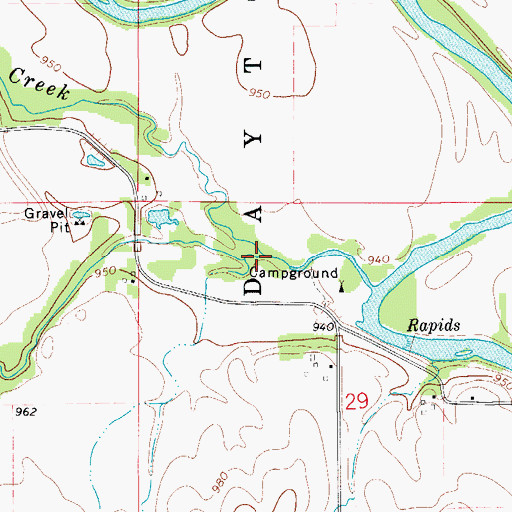 Topographic Map of Palmer Creek, IA