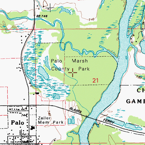 Topographic Map of Palo Marsh County Park, IA