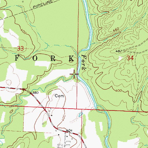 Topographic Map of Bacon Creek, AR