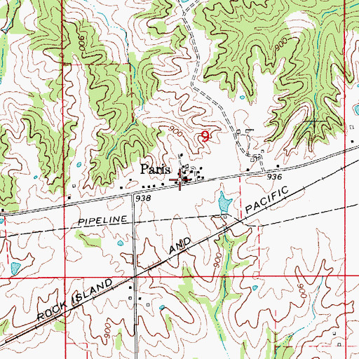 Topographic Map of Paris, IA