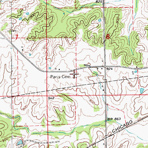 Topographic Map of Paris Cemetery, IA
