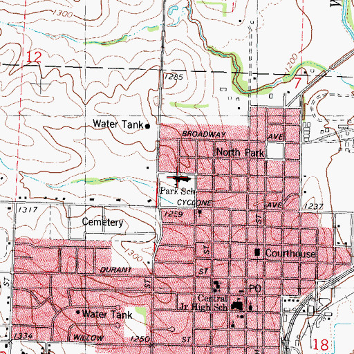 Topographic Map of New Park School, IA