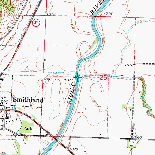 Topographic Map of Parnell Creek, IA