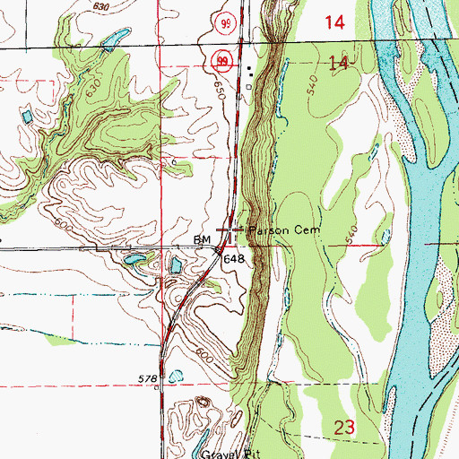 Topographic Map of Parson Cemetery, IA