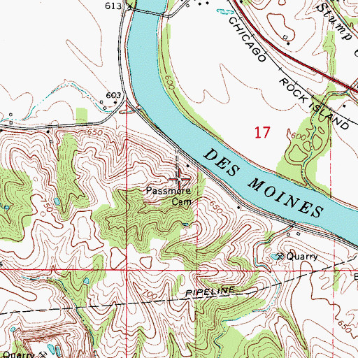 Topographic Map of Passmore Cemetery, IA