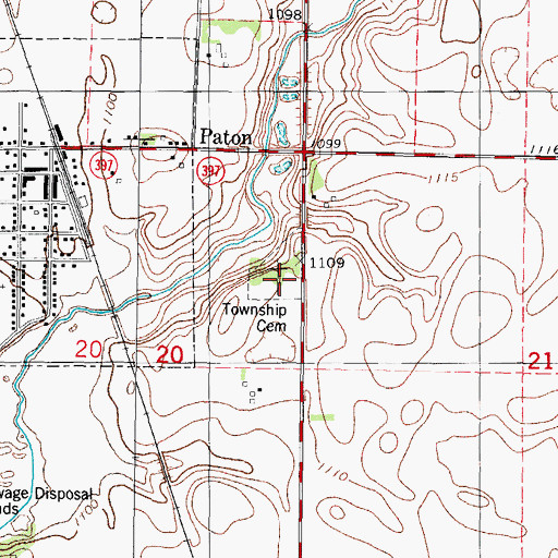 Topographic Map of Paton Township Cemetery, IA