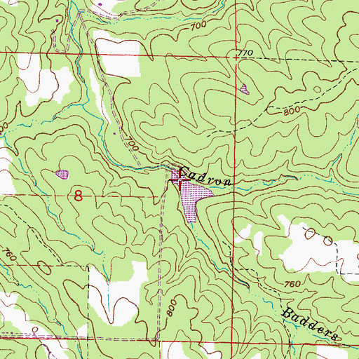 Topographic Map of Badders Creek, AR