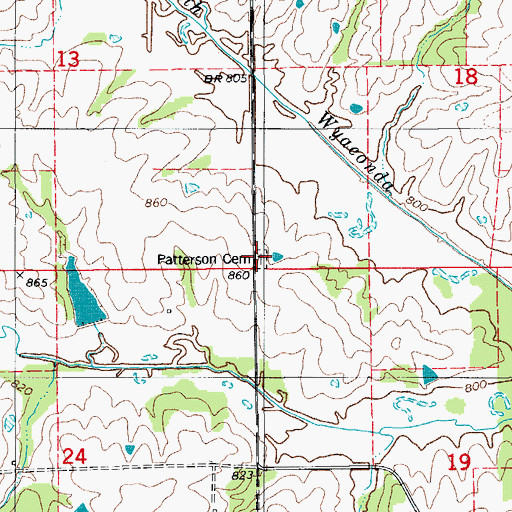 Topographic Map of Patterson Cemetery, IA