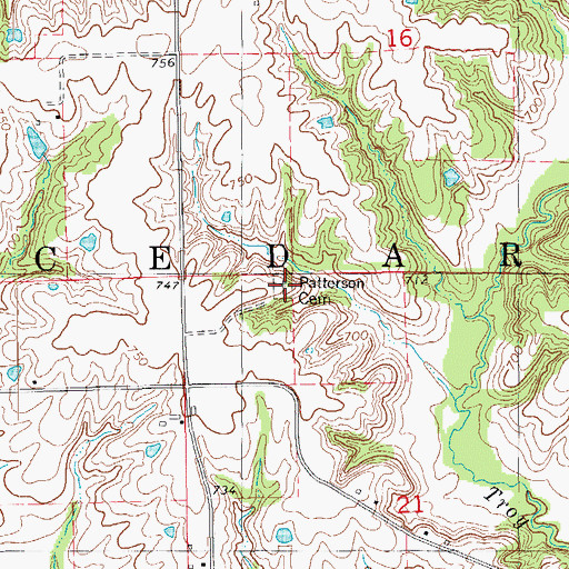 Topographic Map of Patterson Cemetery, IA