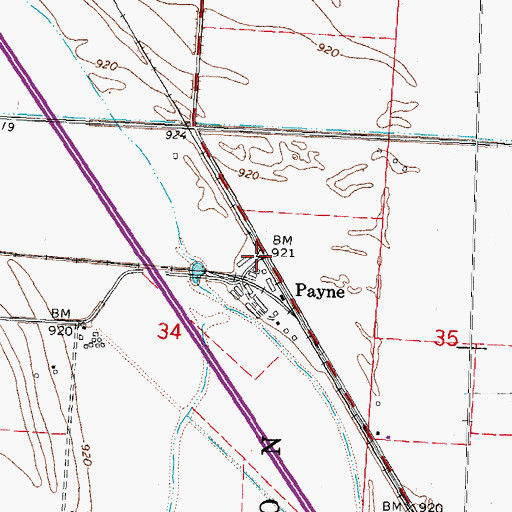 Topographic Map of Payne, IA