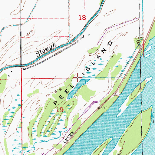 Topographic Map of Peel Island, IA