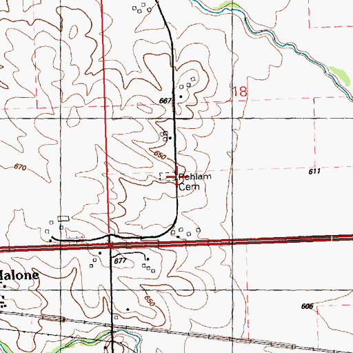 Topographic Map of Pehlam Cemetery, IA