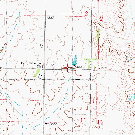 Topographic Map of Penn Avenue Cemetery, IA
