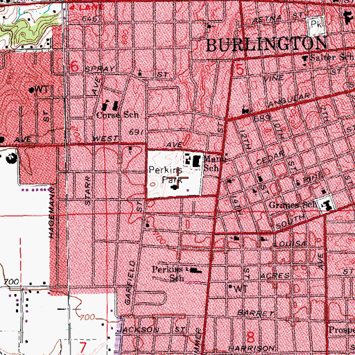 Topographic Map of Perkins Park, IA