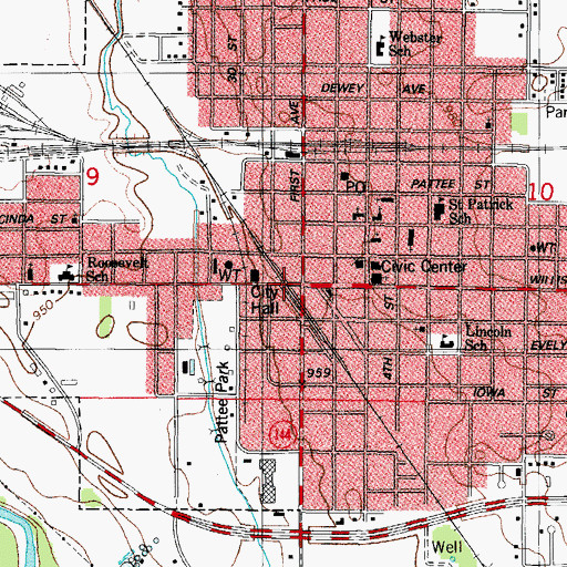 Topographic Map of Perry, IA