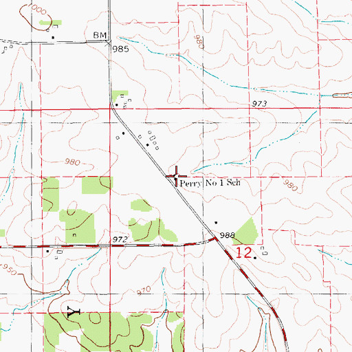 Topographic Map of Perry Number 1 Elementary School, IA