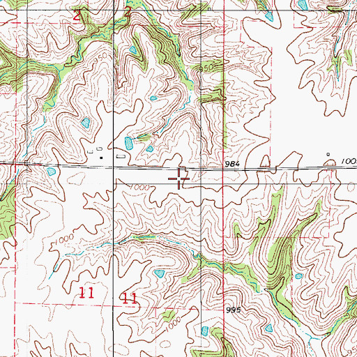 Topographic Map of Pershing School, IA