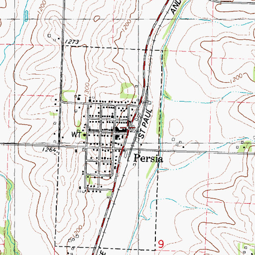 Topographic Map of Persia, IA