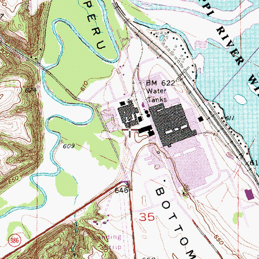 Topographic Map of Peru Bottoms, IA