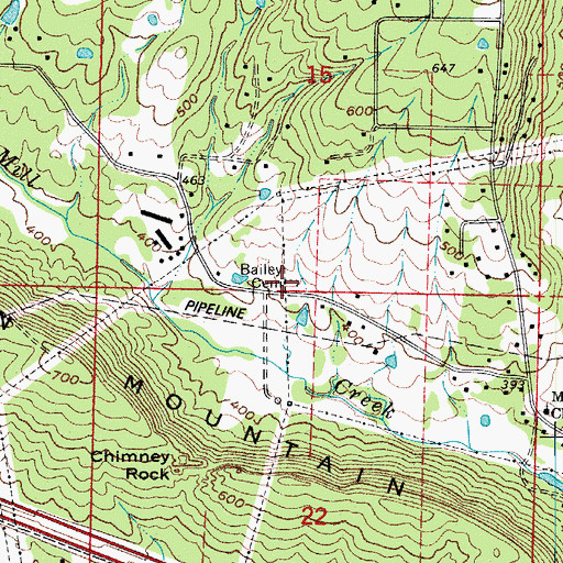 Topographic Map of Bailey Cemetery, AR