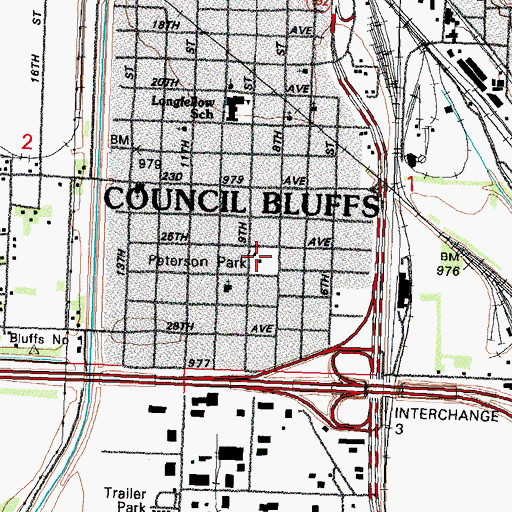 Topographic Map of Peterson Park, IA