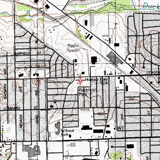 Topographic Map of Peterson Park, IA