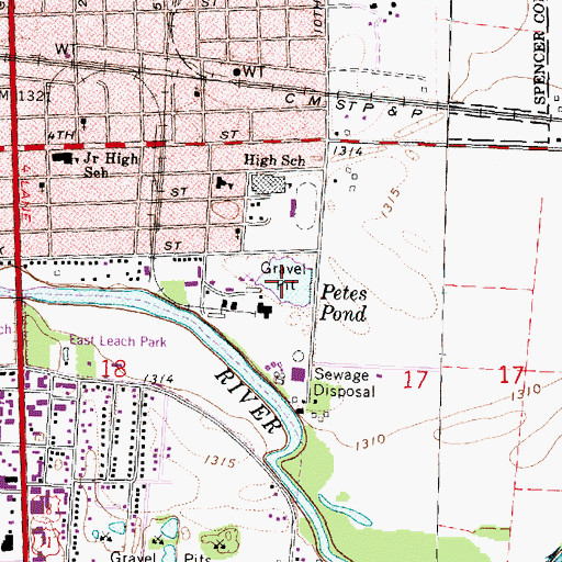 Topographic Map of Petes Pond, IA