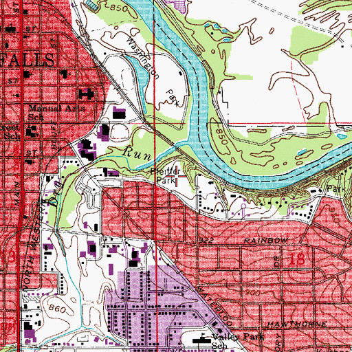 Topographic Map of Pfeiffer Park, IA
