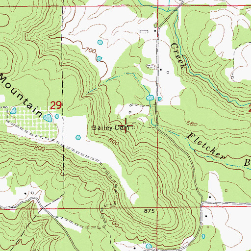 Topographic Map of Bailey Cemetery, AR